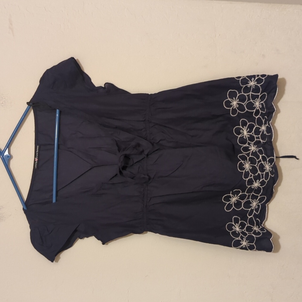 Love Squared blue sheer blouse size large